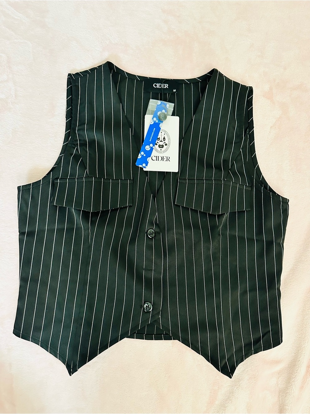 Cider Black Pinstripe Tailored Vest